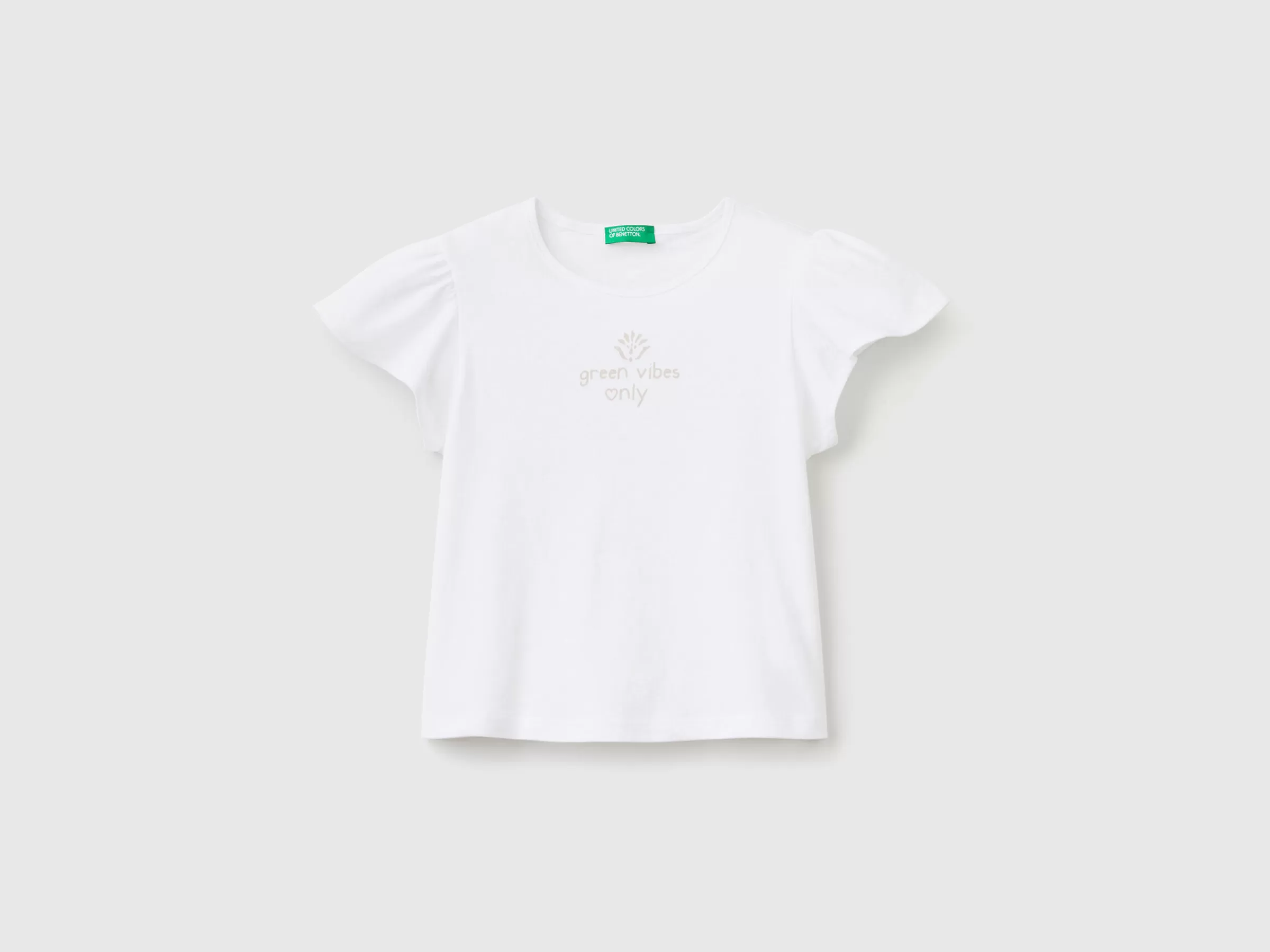 T-Shirt Com Estampa Em Mescla De Linho^Benetton Sale