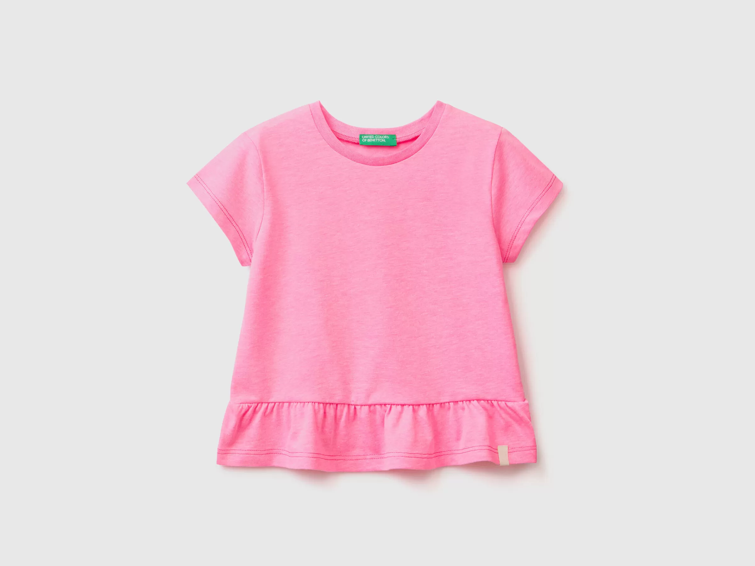 T-Shirt Com Folhos Em Tecido Reciclado^Benetton Outlet