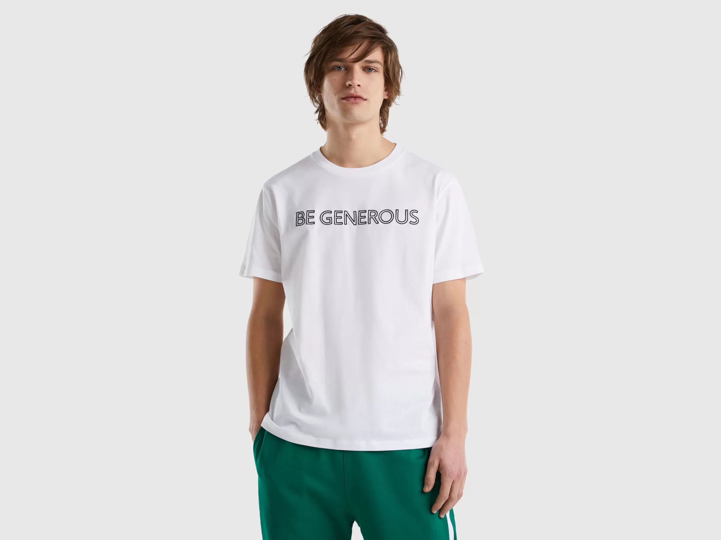 T-Shirt Com Slogan Bordado^Benetton New