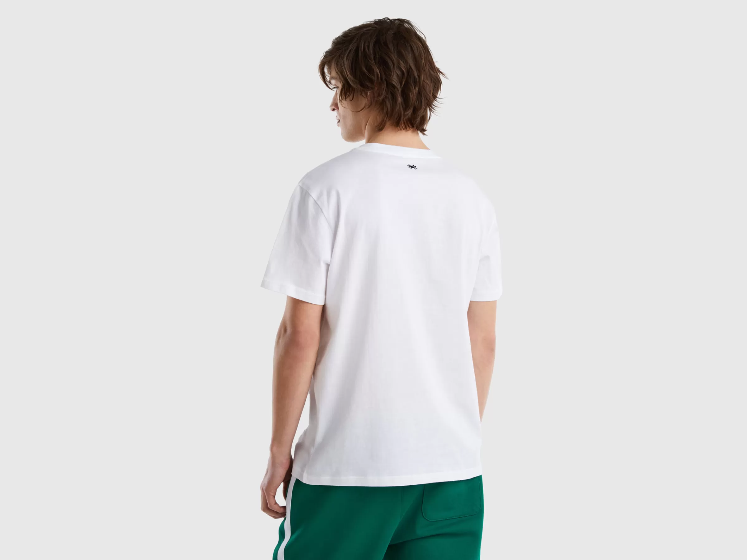 T-Shirt Com Slogan Bordado^Benetton New