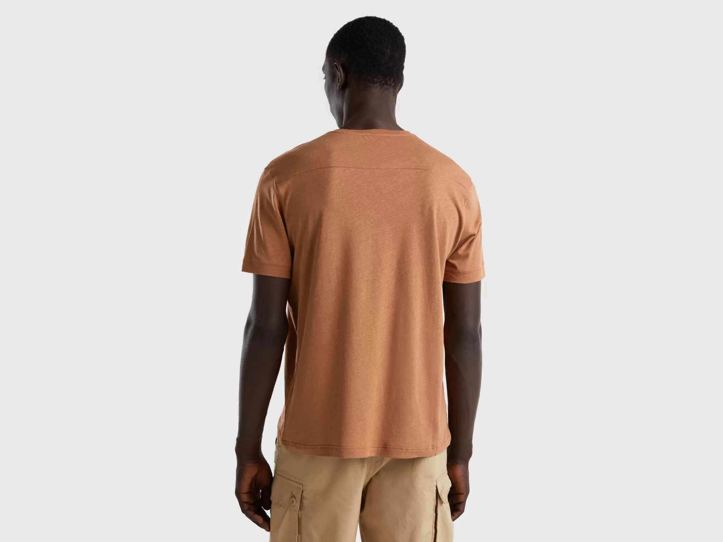 T-Shirt Em Linho Misto Com Bolso Pequeno^Benetton Outlet