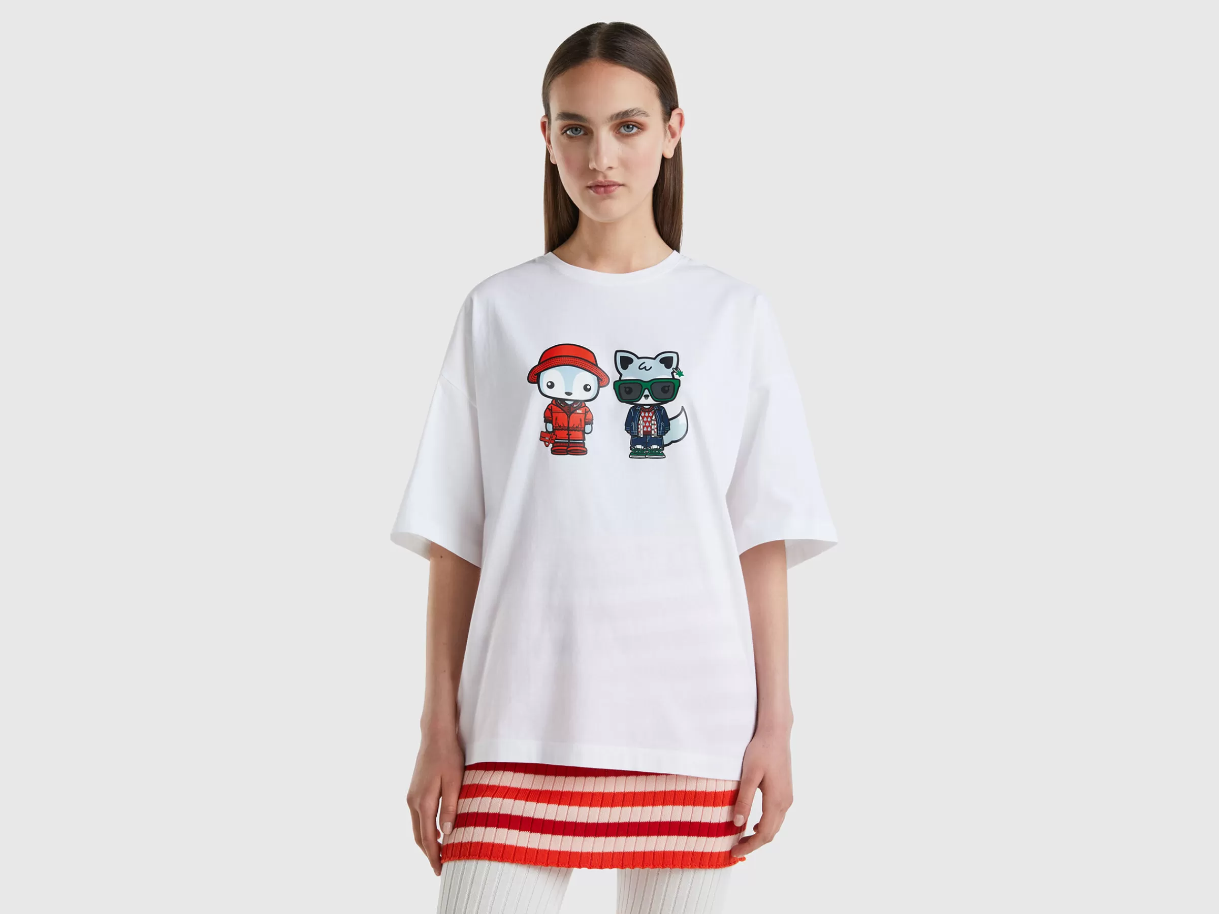 T-Shirt Oversized Branca Be Family^Benetton Online