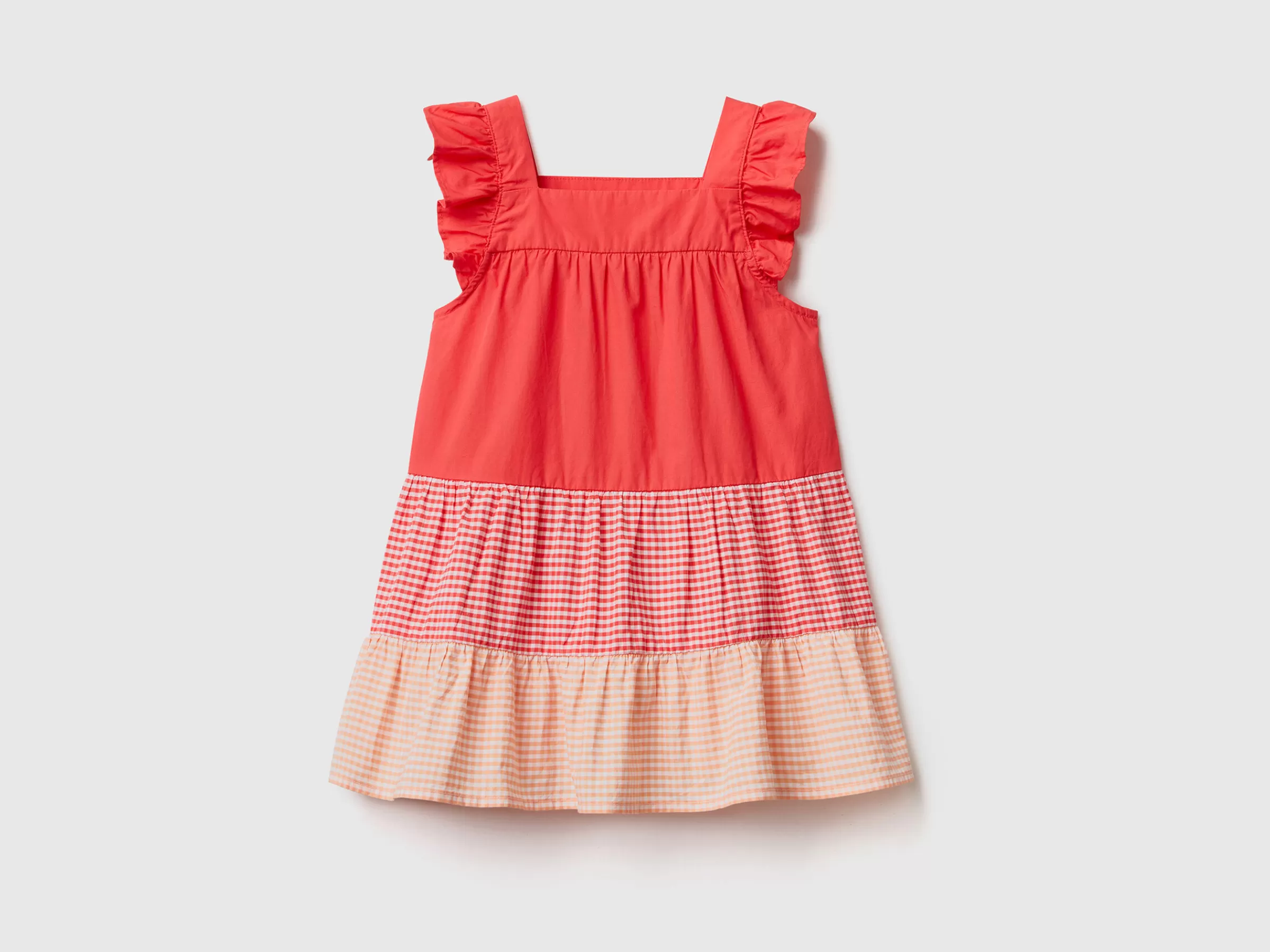 Vestido Com Folhos Vichy^Benetton Best Sale