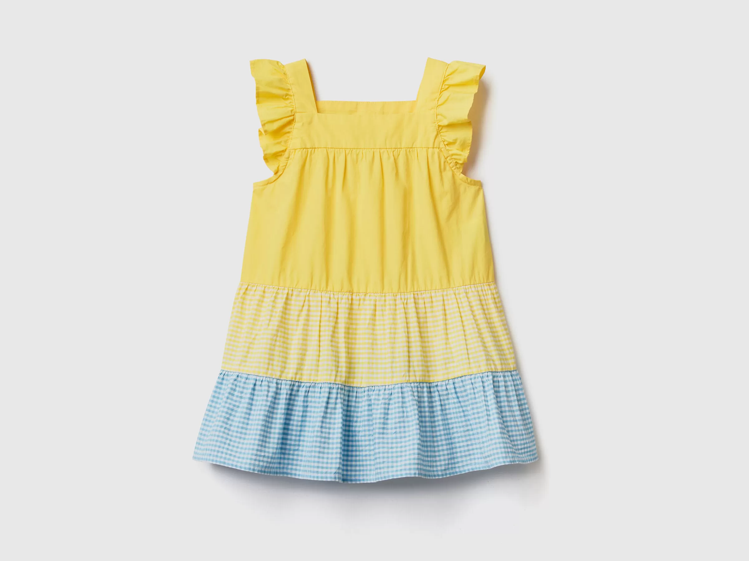 Vestido Com Folhos Vichy^Benetton Best Sale