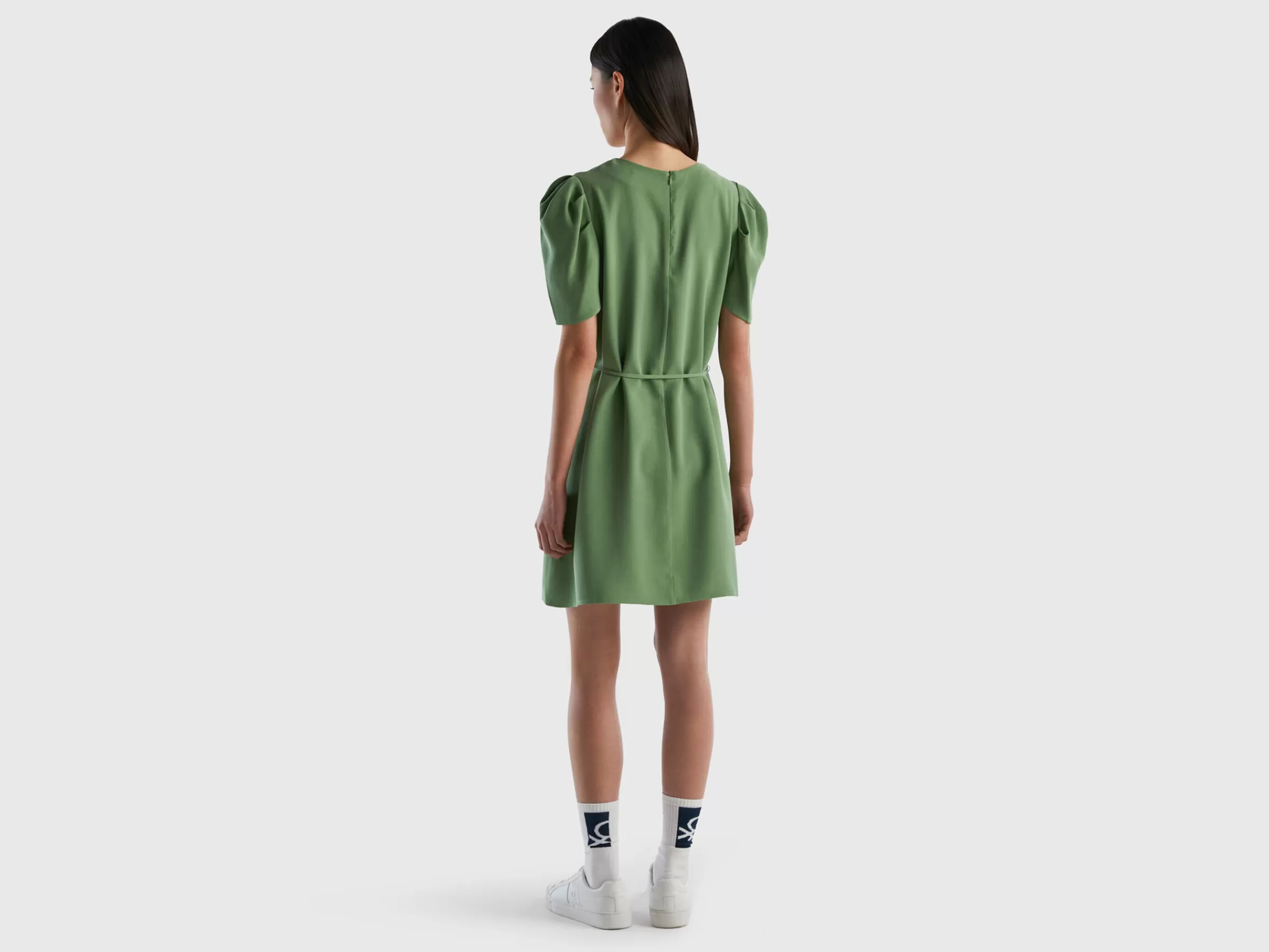 Vestido Curto Em Viscose Mista^Benetton Flash Sale