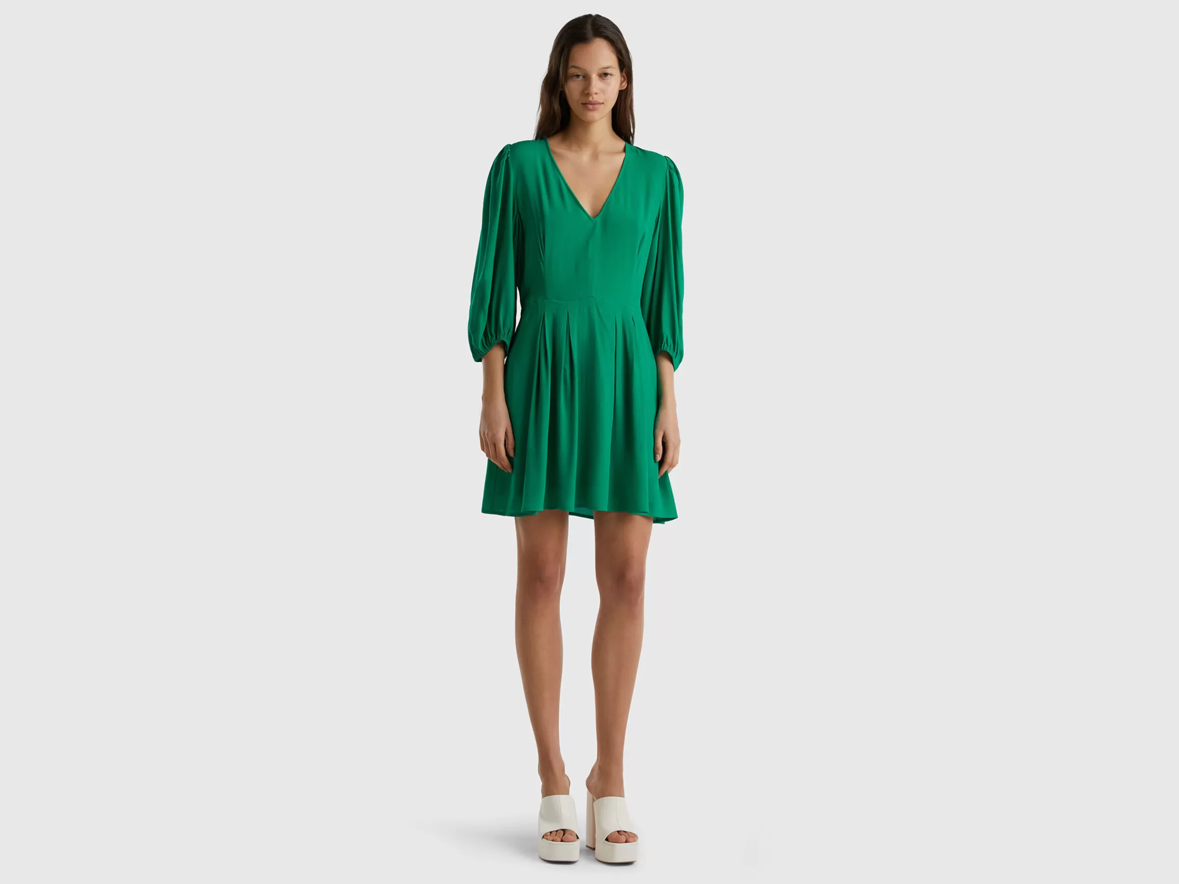 Vestido Curto Em Viscose Pura^Benetton Discount