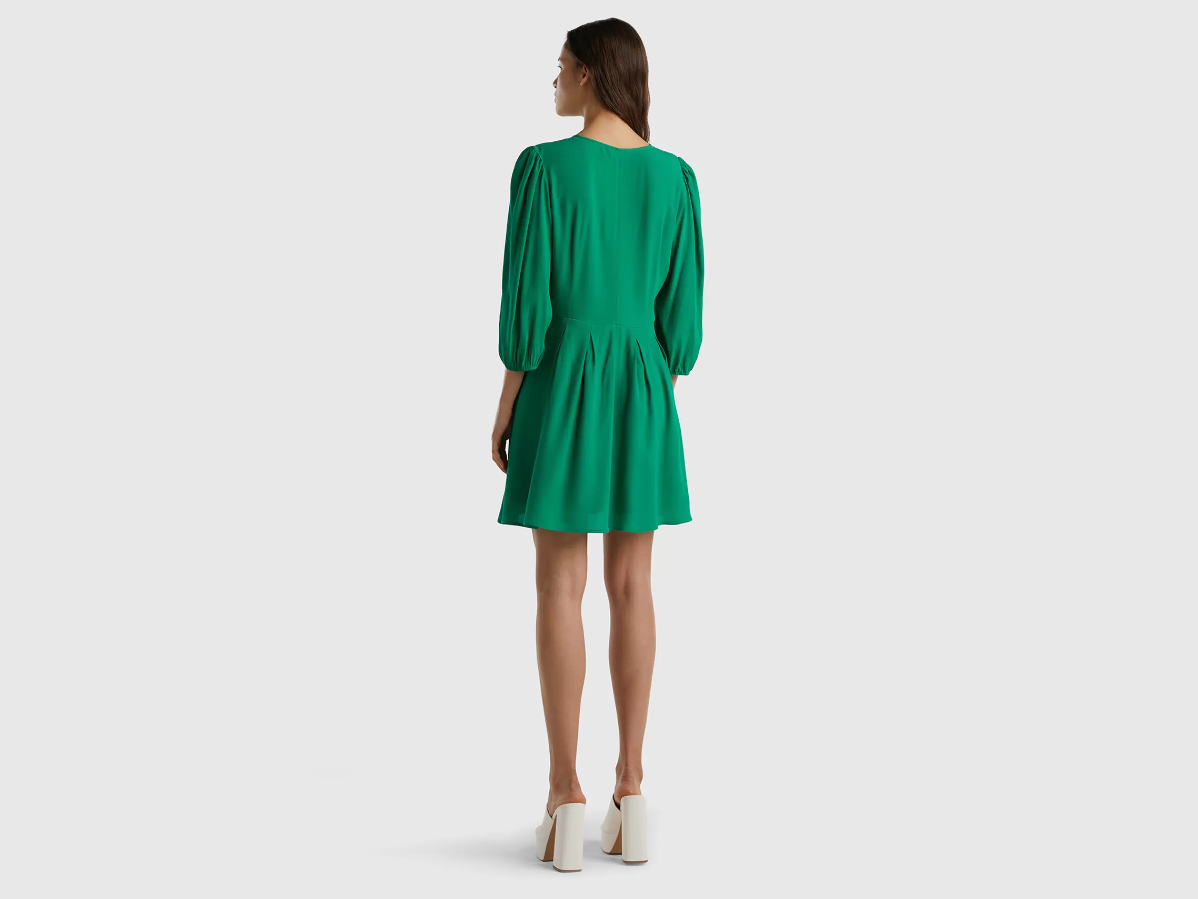 Vestido Curto Em Viscose Pura^Benetton Discount