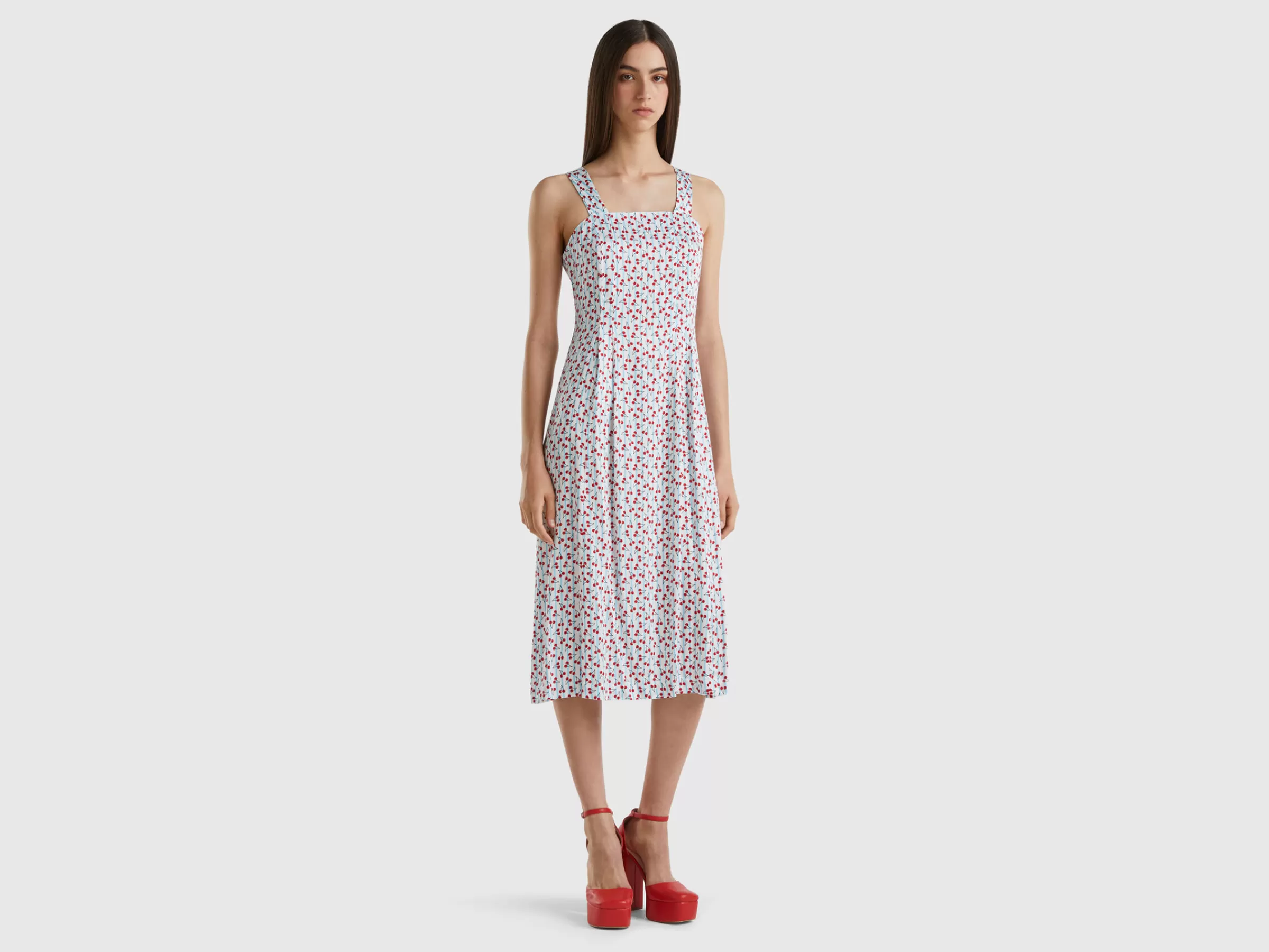 Vestido Midi Com Estampa Cerejas^Benetton Cheap